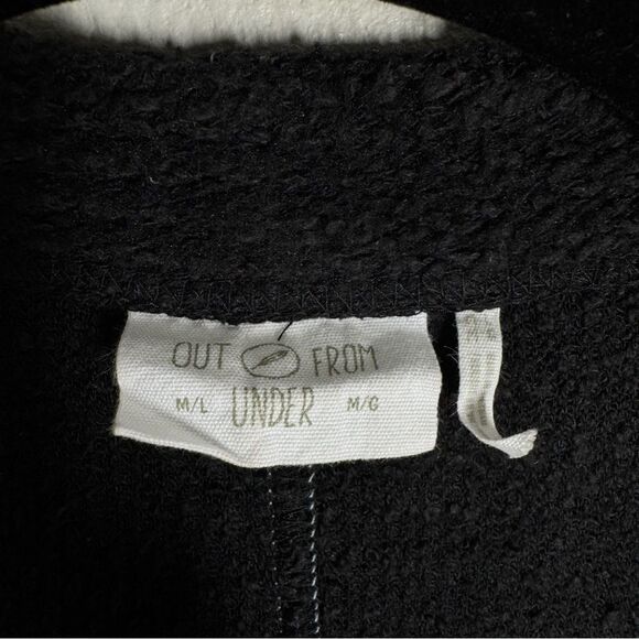 Out From Under Black Long Cardigan Sweater Open Front Textured Size Medium/Large - Picture 2 of 5